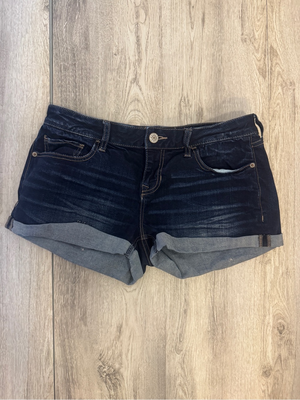 Express Dark Blue Rolled-Hem Jean Shorts